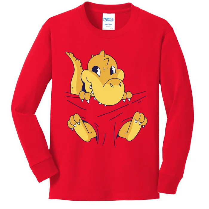 Carrying Baby T Rex Kids Long Sleeve Shirt