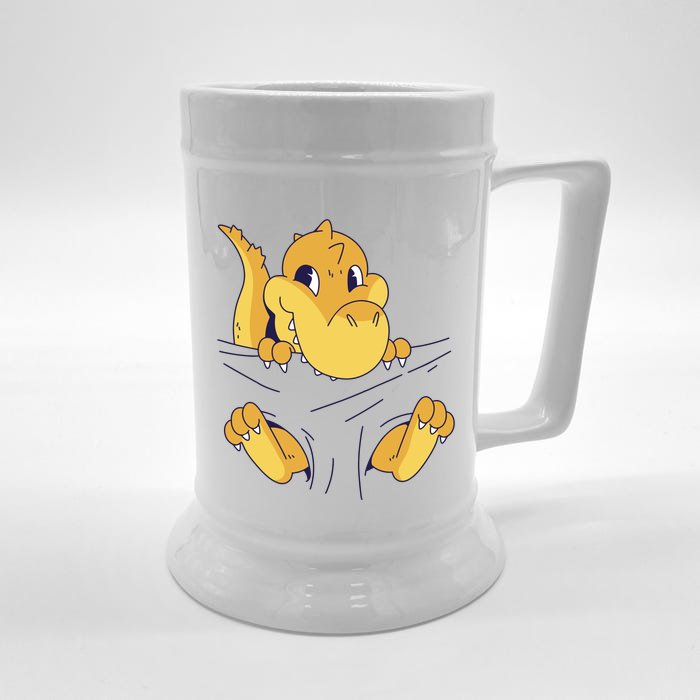 Carrying Baby T Rex Front & Back Beer Stein