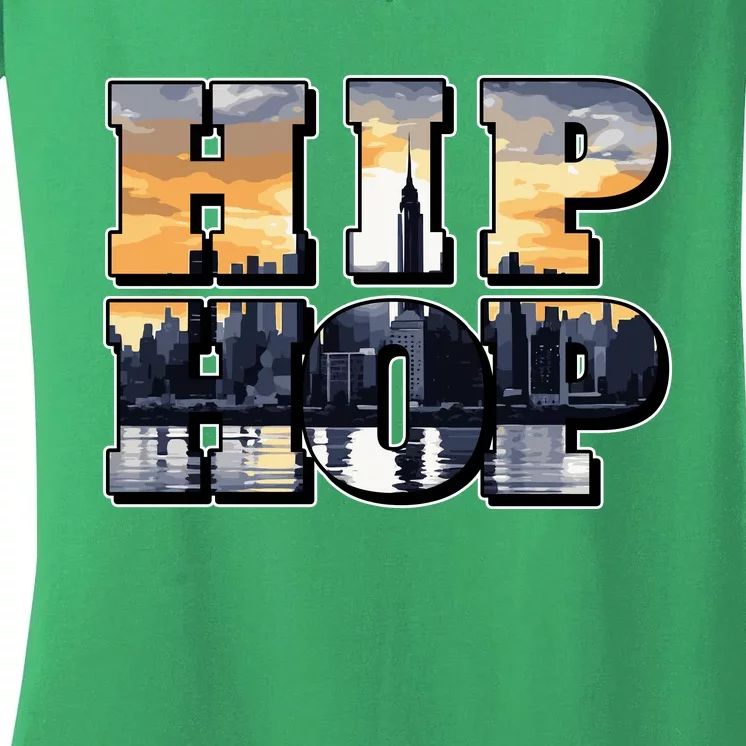 City Beats: The Hip Hop Horizon Calls! Women's V-Neck T-Shirt