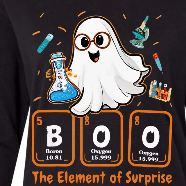 Chemistry Boo The Element Of Surprise Funny Periodic Table Womens Cotton Relaxed Long Sleeve T-Shirt