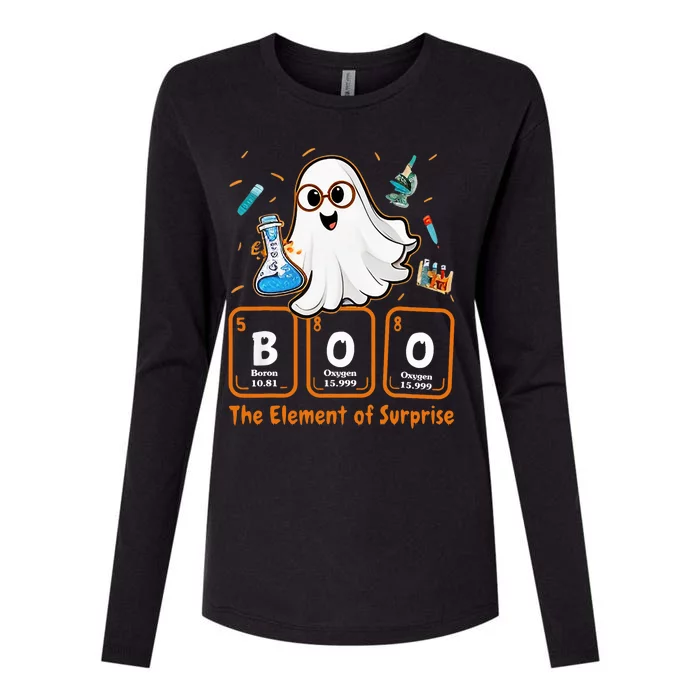 Chemistry Boo The Element Of Surprise Funny Periodic Table Womens Cotton Relaxed Long Sleeve T-Shirt