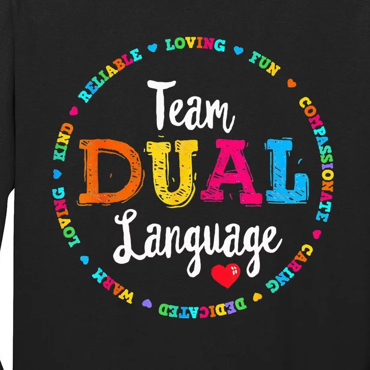 Cute Back To School Squad Team Dual Language Teachers Tall Long Sleeve T-Shirt