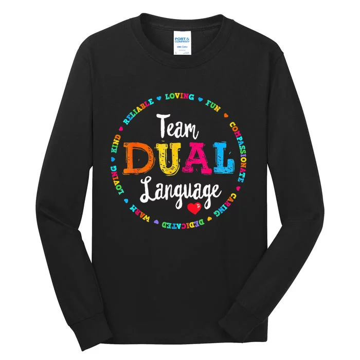 Cute Back To School Squad Team Dual Language Teachers Tall Long Sleeve T-Shirt