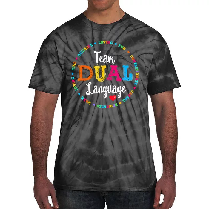 Cute Back To School Squad Team Dual Language Teachers Tie-Dye T-Shirt