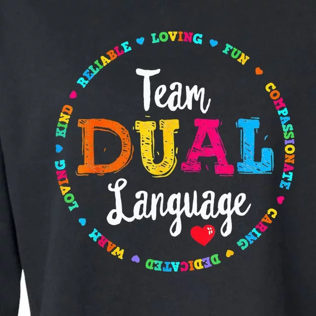 Cute Back To School Squad Team Dual Language Teachers Cropped Pullover Crew