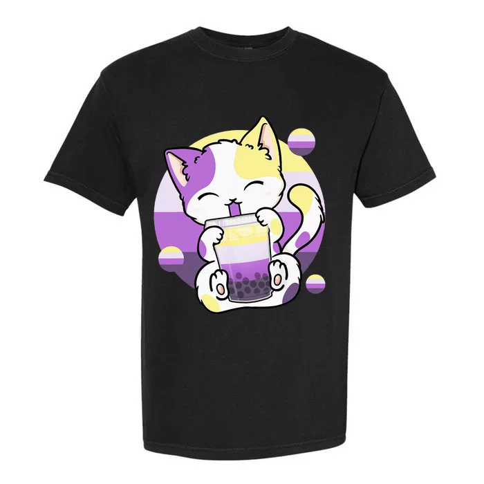 Cat Boba Tea Bubble Tea Anime Kawaii Neko Garment-Dyed Heavyweight T-Shirt