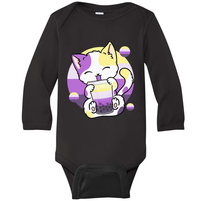 Cat Boba Tea Bubble Tea Anime Kawaii Neko Baby Long Sleeve Bodysuit