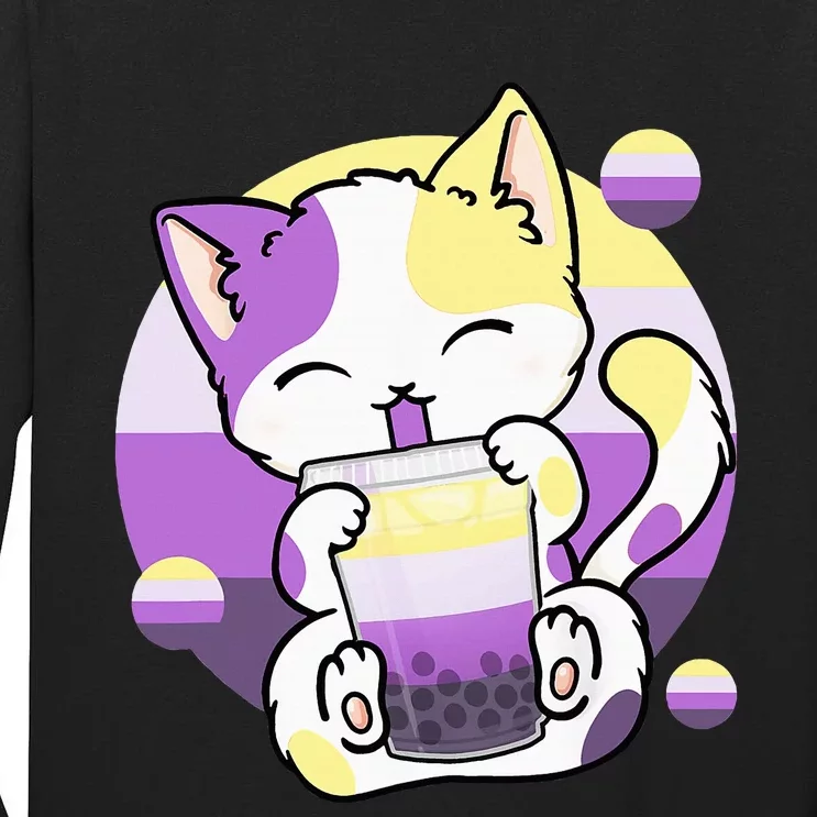 Cat Boba Tea Bubble Tea Anime Kawaii Neko Tall Long Sleeve T-Shirt