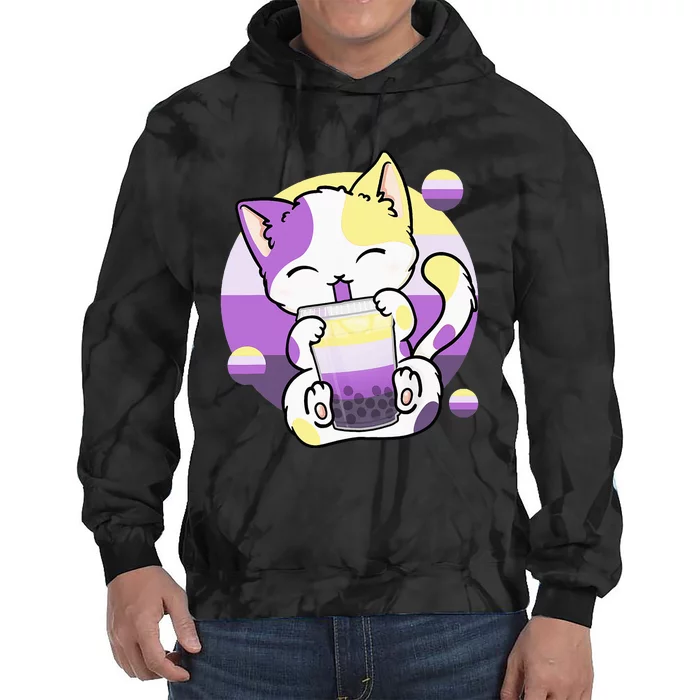 Cat Boba Tea Bubble Tea Anime Kawaii Neko Tie Dye Hoodie