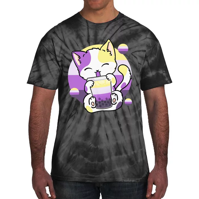 Cat Boba Tea Bubble Tea Anime Kawaii Neko Tie-Dye T-Shirt