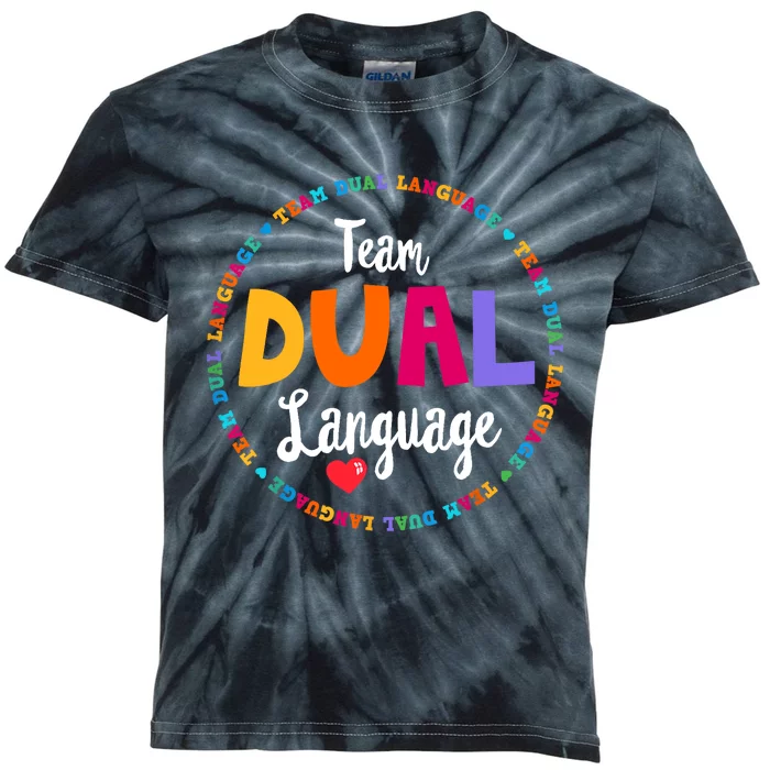 Cute Back to School Squad Team Dual Language Teachers Kids Tie-Dye T-Shirt