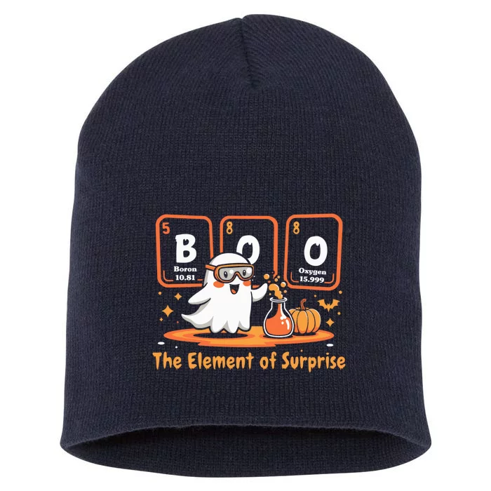 Chemistry Boo The Element Of Surprise Cute Chemist Halloween Short Acrylic Beanie