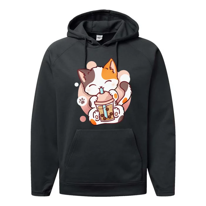 Cat Boba Tea Bubble Tea Anime Kawaii Neko Performance Fleece Hoodie