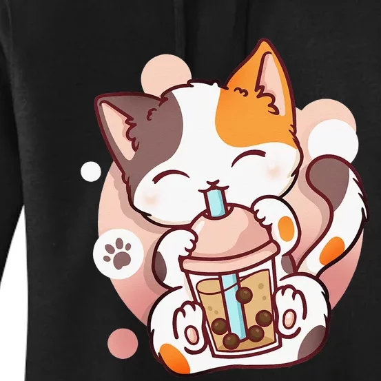 Cat Boba Tea Bubble Tea Anime Kawaii Neko Women's Pullover Hoodie