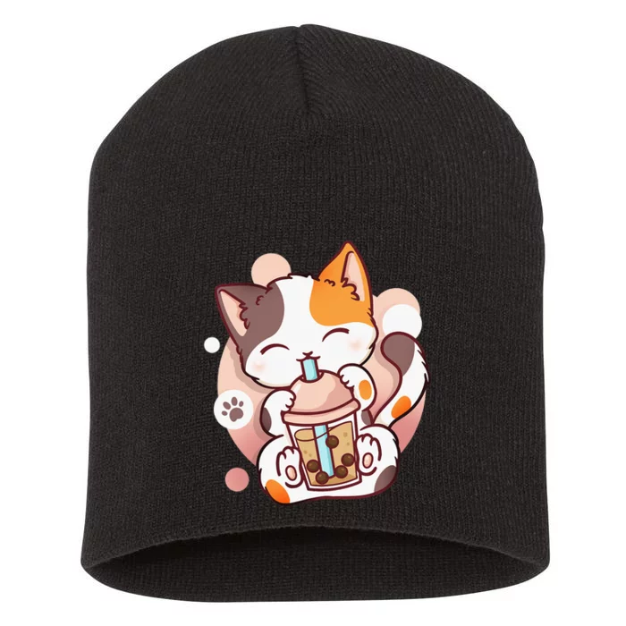 Cat Boba Tea Bubble Tea Anime Kawaii Neko Short Acrylic Beanie