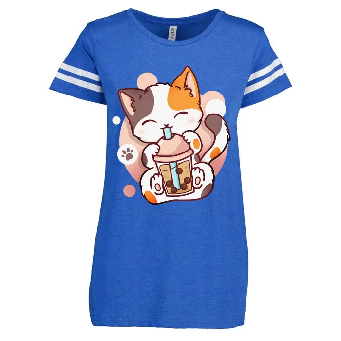 Cat Boba Tea Bubble Tea Anime Kawaii Neko Enza Ladies Jersey Football T-Shirt