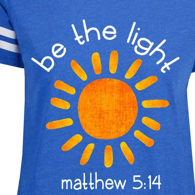 Christian Be The Light Bible Scripture Faith Quote Gifts Enza Ladies Jersey Football T-Shirt