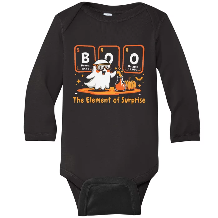 Chemistry Boo The Element Of Surprise Cute Chemist Halloween Gift Baby Long Sleeve Bodysuit