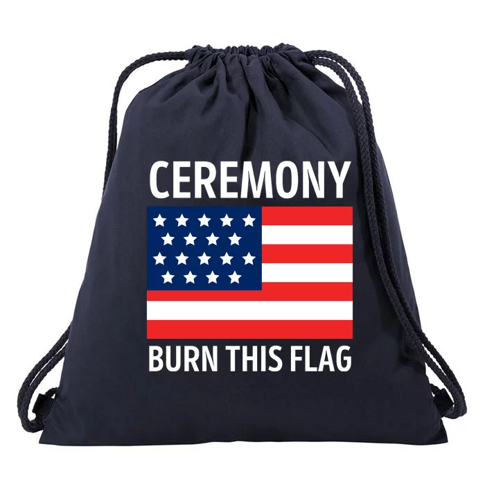 Ceremony Burn This Flag American Drawstring Bag