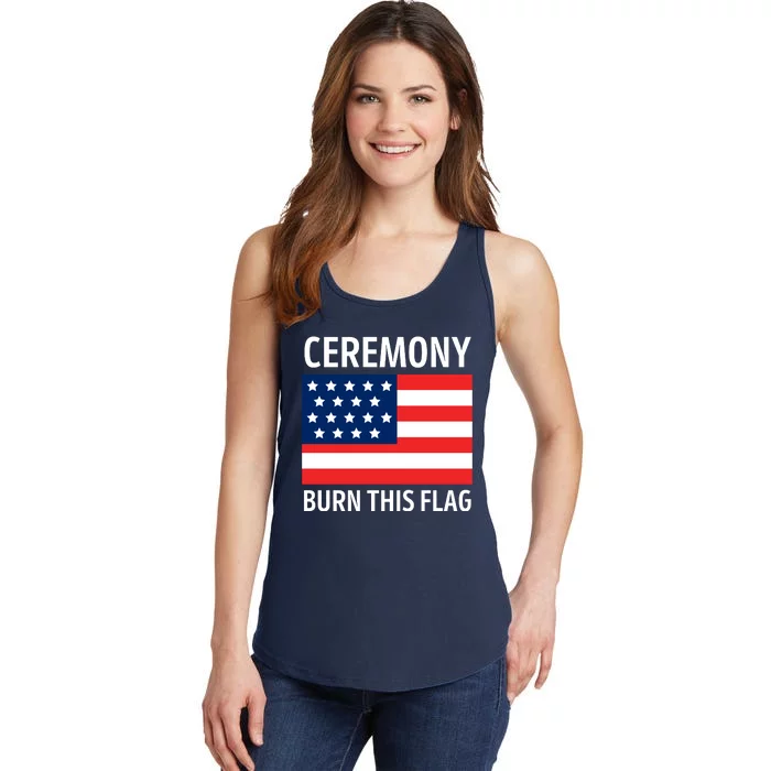 Ceremony Burn This Flag American Ladies Essential Tank