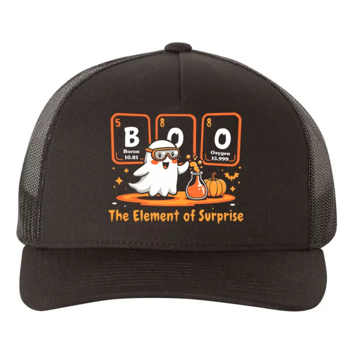 Chemistry Boo The Element Of Surprise Cute Chemist Halloween Yupoong Adult 5-Panel Trucker Hat