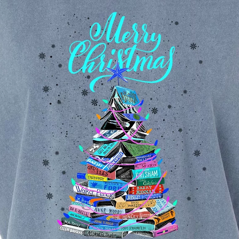 Christmas Book Tree Lights Merry Christmas Book Lover Xmas Meaningful Gift Garment-Dyed Women's Muscle Tee