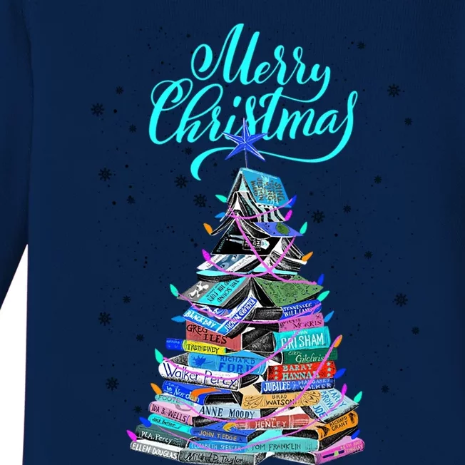 Christmas Book Tree Lights Merry Christmas Book Lover Xmas Meaningful Gift Baby Long Sleeve Bodysuit