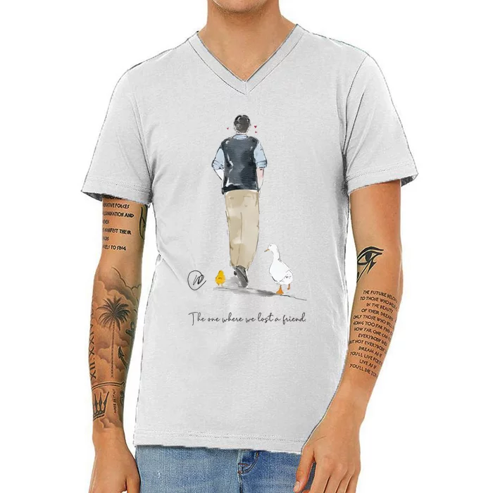 Chandler Bing The One We Lost A Friend Rip Rest In Peace V-Neck T-Shirt