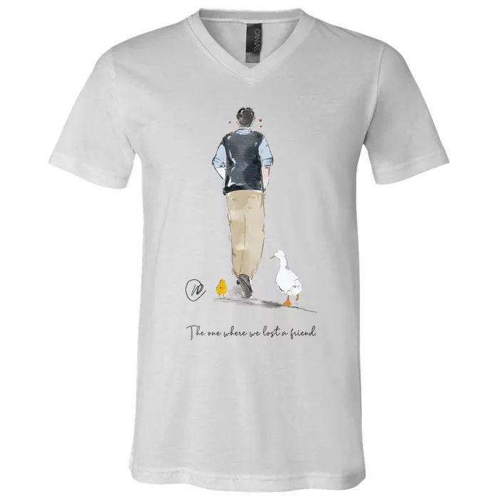 Chandler Bing The One We Lost A Friend Rip Rest In Peace V-Neck T-Shirt