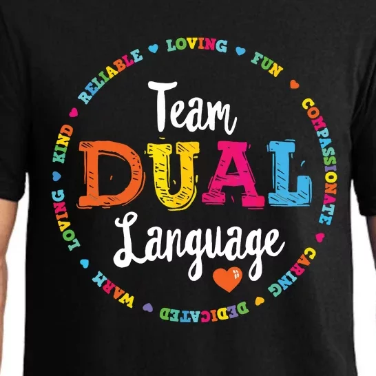 Cute Back To School Squad Team Dual Language Teachers Pajama Set