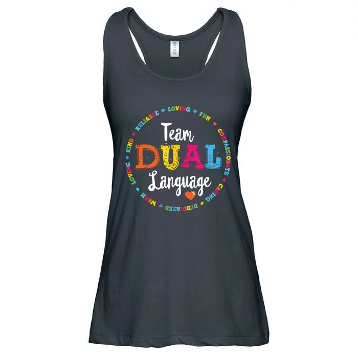 Cute Back To School Squad Team Dual Language Teachers Ladies Essential Flowy Tank