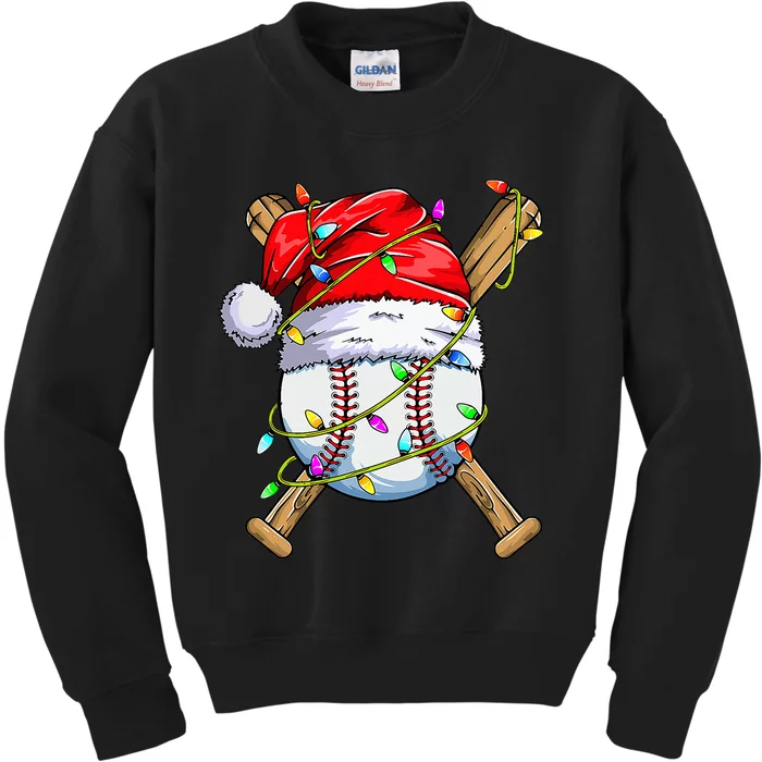 Christmas Baseball Team Santa Sports Xmas Kids Sweatshirt