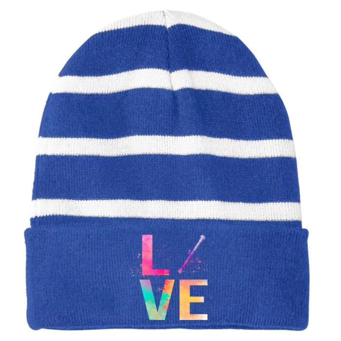 Colorful Baton Twirling Mom Funny Gift Baton Twirling Gift Striped Beanie with Solid Band