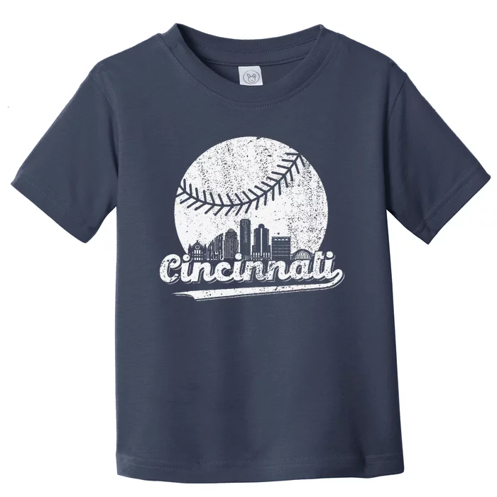 Cincinnati Baseball Throwback – Classic Retro Vintage Toddler T-Shirt