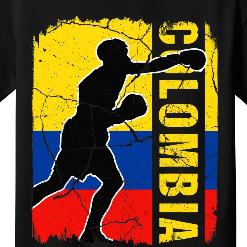 Colombian Boxing Team Colombia Flag Boxing Gloves Kids T-Shirt