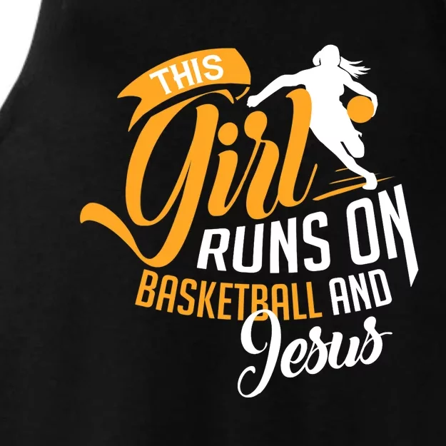 Christian Basketball This Girl Runs On Jesus And Basketball Ladies Tri-Blend Wicking Tank