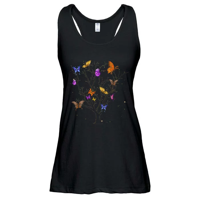 Colorful Butterfly Tree Beautiful Insect Animal Butterfly Ladies Essential Flowy Tank