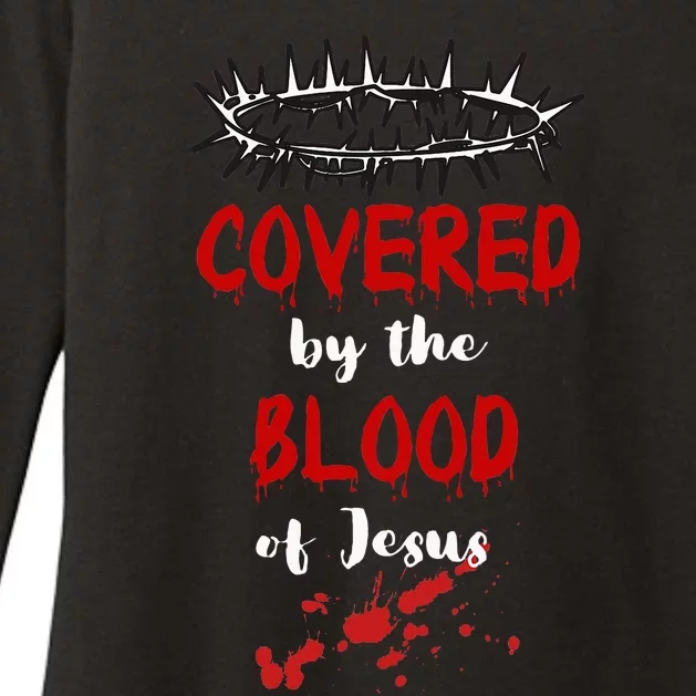 Covered By The Blood Of Jesus Christian Halloween Funny Womens CVC Long Sleeve Shirt