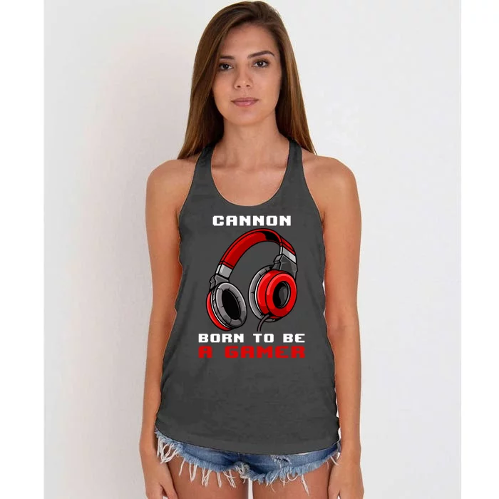 Cannon Born To Be A Gamer Personalized Great Gift Women's Knotted Racerback Tank