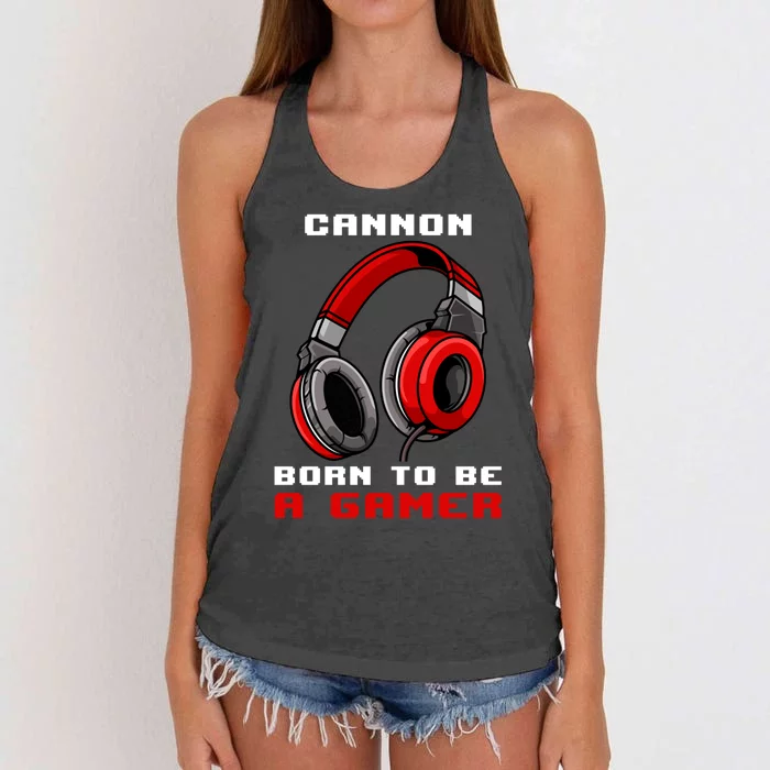 Cannon Born To Be A Gamer Personalized Great Gift Women's Knotted Racerback Tank