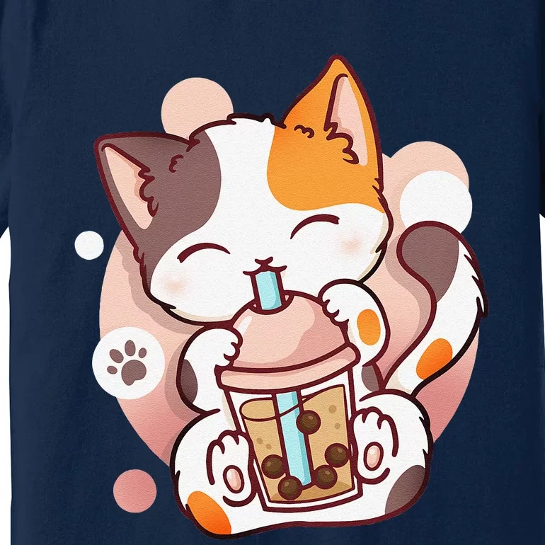 Cat Boba Tea Bubble Tea Anime Kawaii Neko Premium T-Shirt