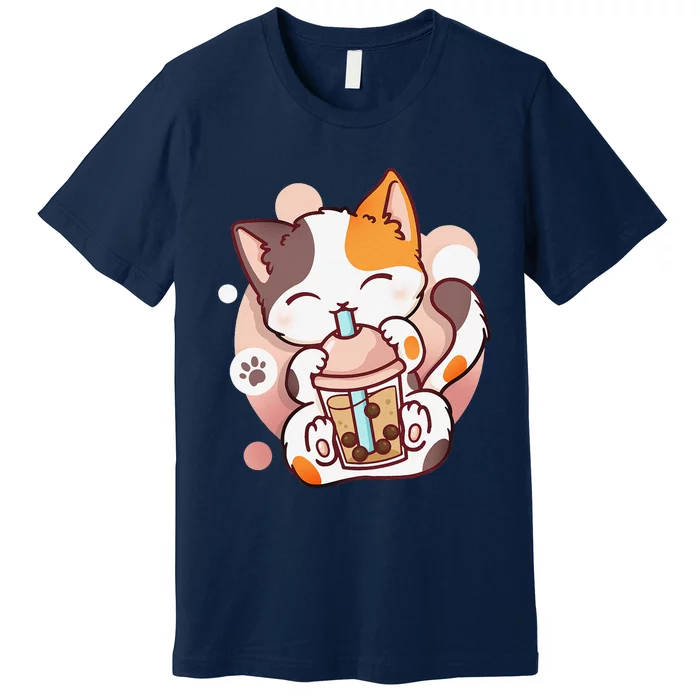 Cat Boba Tea Bubble Tea Anime Kawaii Neko Premium T-Shirt