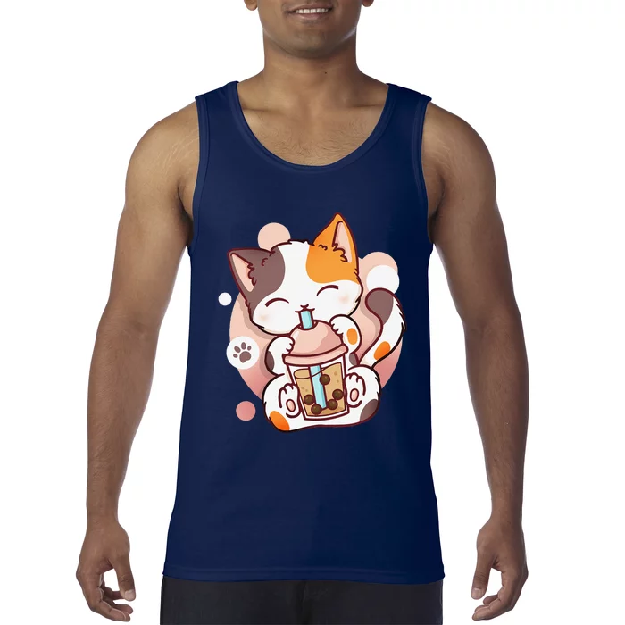 Cat Boba Tea Bubble Tea Anime Kawaii Neko Tank Top