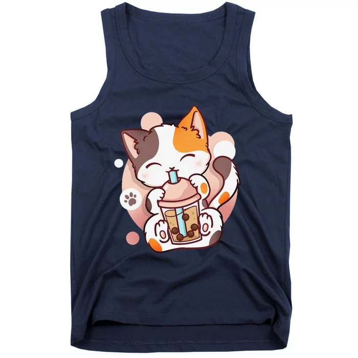 Cat Boba Tea Bubble Tea Anime Kawaii Neko Tank Top