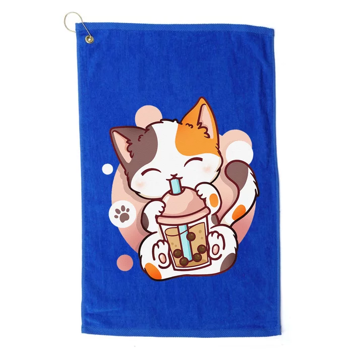 Cat Boba Tea Bubble Tea Anime Kawaii Neko Platinum Collection Golf Towel