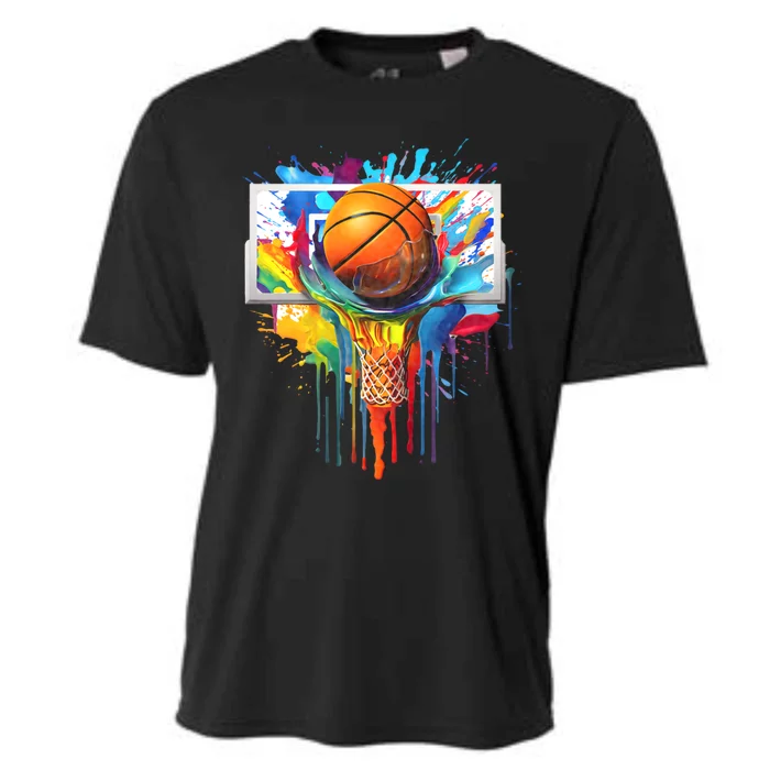 Colorful Basketball Tie Dye Color Splash Hoop Net Slam Dunk Cooling Performance Crew T-Shirt