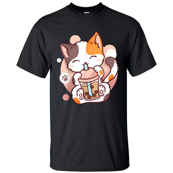 Cat Boba Tea Bubble Tea Anime Kawaii Neko Tall T-Shirt