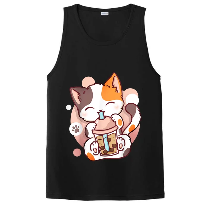 Cat Boba Tea Bubble Tea Anime Kawaii Neko Performance Tank