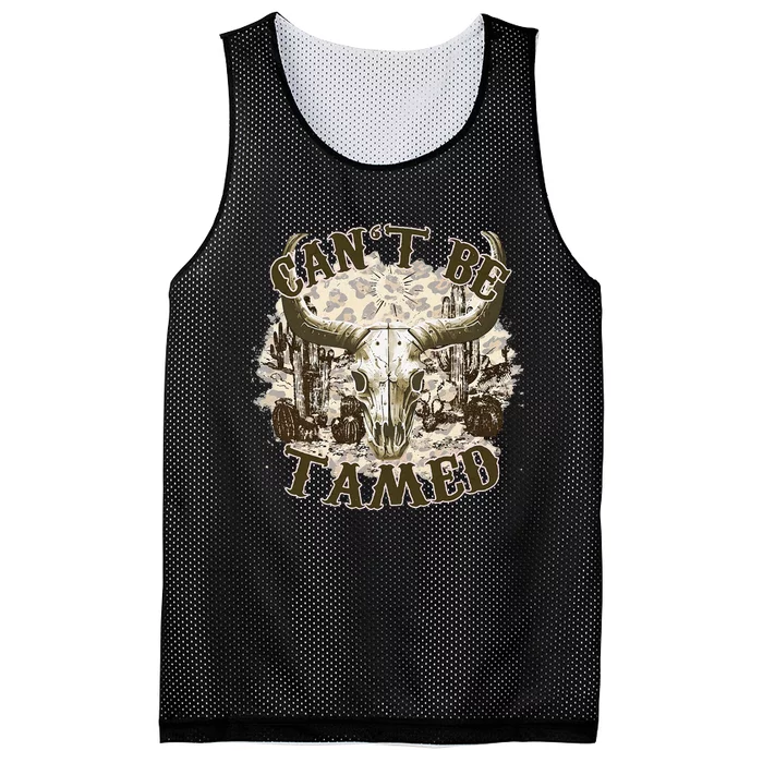 CanT Be Tamed Western Cow Skull Cowboy Cowgirl Costume Mesh Reversible Basketball Jersey Tank