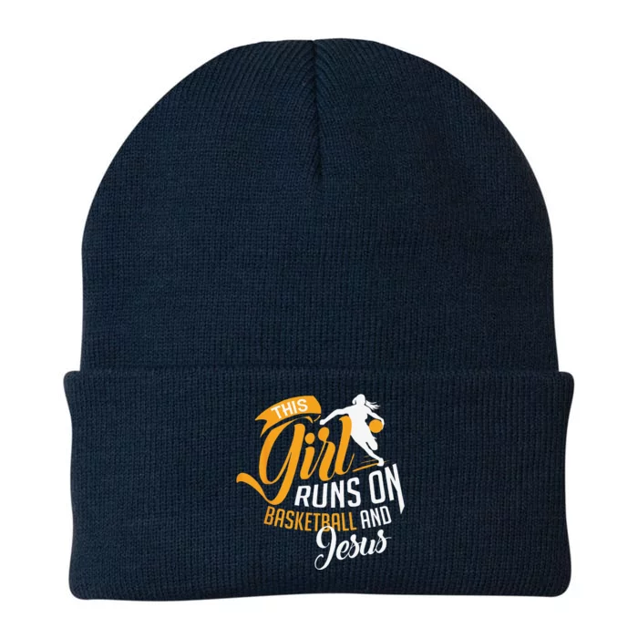 Christian Basketball This Girl Runs On Jesus And Basketball Knit Cap Winter Beanie